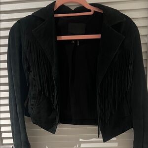 PAIGE Black Fringe Leather Jacket